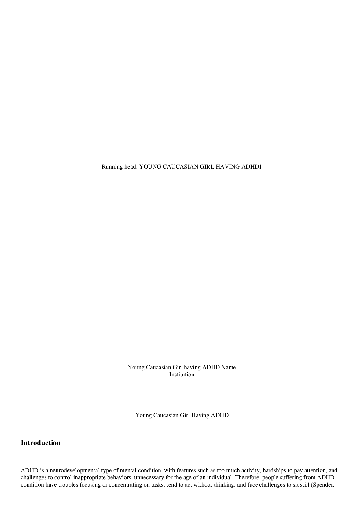 NURS 6630 Week 9 Assignment Assessing And Treating Patients With ADHD